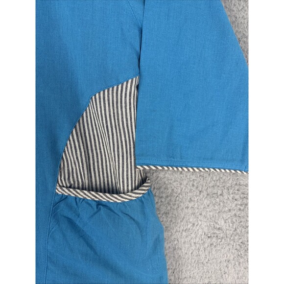 Dragonfly Artisian Women Turquoise Blue Blk Wh Pullover Cotton Blouse Sz XL Boho - Picture 4 of 6